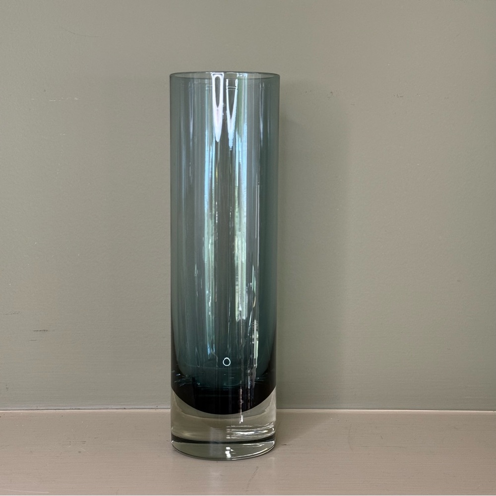 Vintage MCM Riihimaki Finland Art Glass Vase-Smoky Blue
